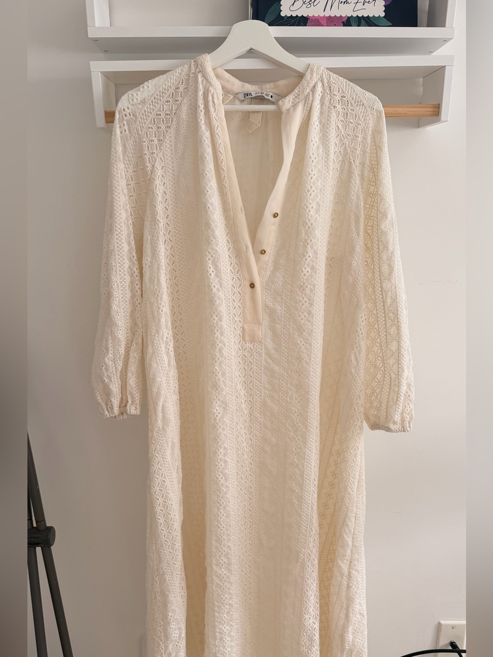 Zara Boho Lace Midi Dress - Cream